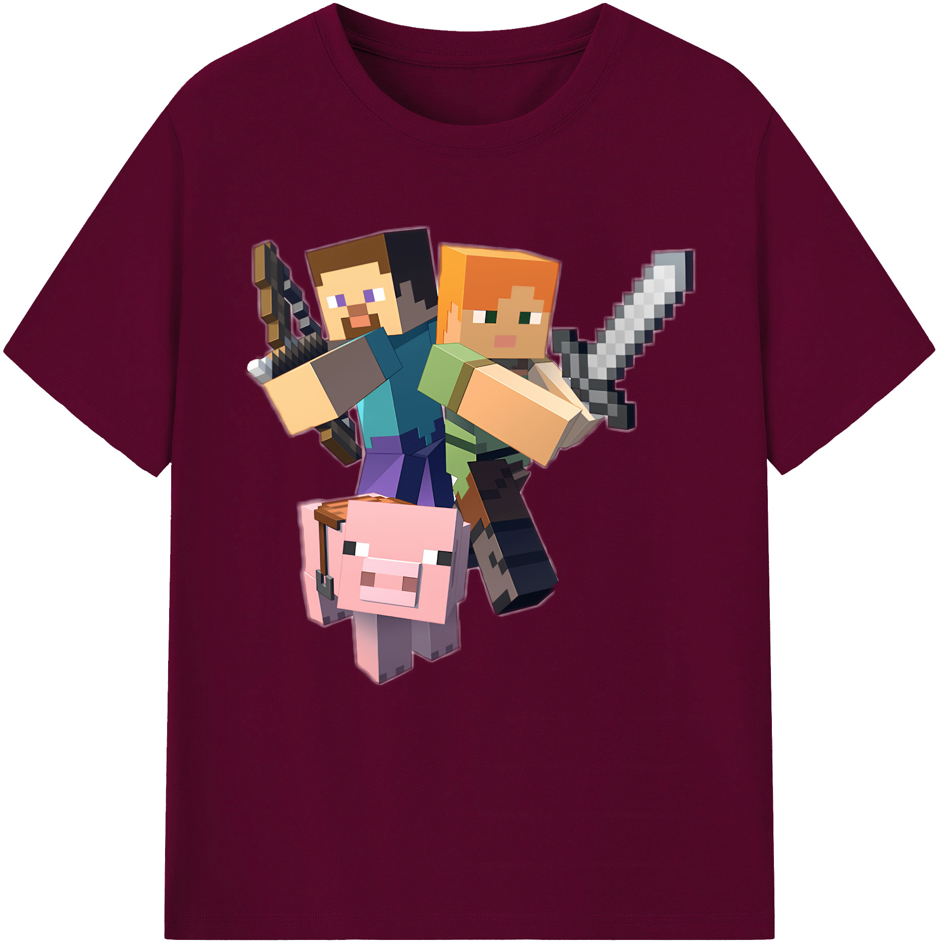 （画像用） マインクラフト ブロックの世界 Minecraft MC Block world レディースカジュアルプリントTシャツ（綿100％）
